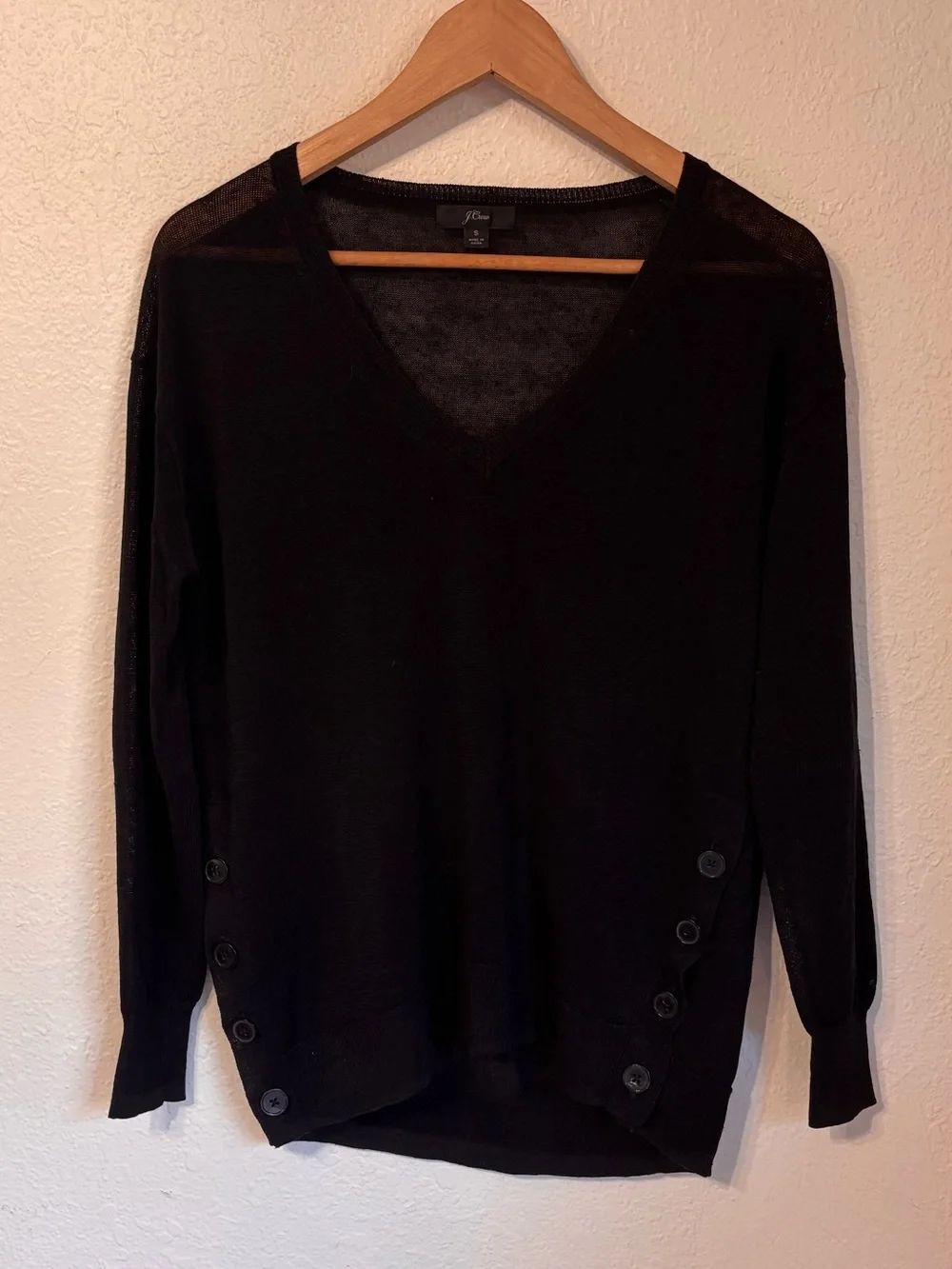 J. Crew Linen Blend V-Neck Sweater Small